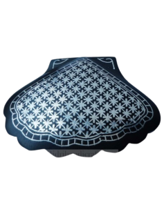 Handcrafted Bidri Shell Box – Pure Silver Star Wire Inlay 877