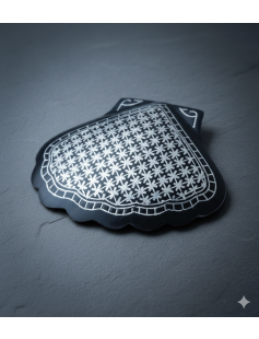 Handcrafted Bidri Shell Box – Pure Silver Star Wire Inlay 877