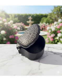 Mini Handcrafted Bidri Box – Pure Silver Wire Inlay 878