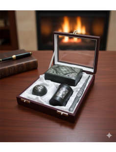 Handcrafted Bidri Office Set – Pure Silver Wire Inlay 882