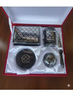 Handcrafted Bidri Office Desk Set – Pure Silver Wire Inlay 883