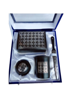 Handcrafted Bidri Office Set – Pure Silver Wire Inlay 884