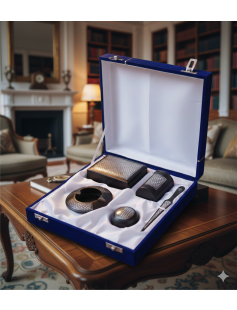 Handcrafted Bidri Office Set – Pure Silver Star Inlay 886