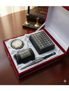 Handcrafted Bidri Office Set – Pure Silver Wire Inlay (National Design) 887