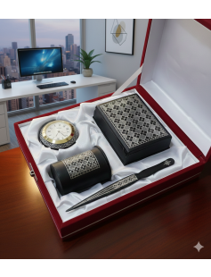 Handcrafted Bidri Office Set – Pure Silver Wire Inlay (National Design) 887